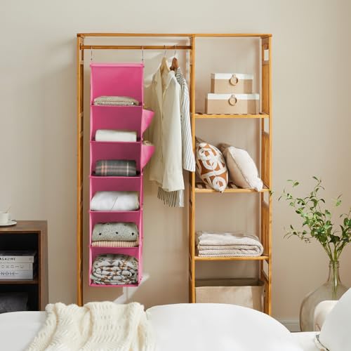 YOUDENOVA Hanging Closet Organizer, Closet Hanging Storage Shelves (Pink) - Image 3