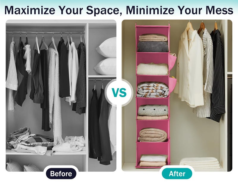 YOUDENOVA Hanging Closet Organizer, Closet Hanging Storage Shelves (Pink) - Image 4