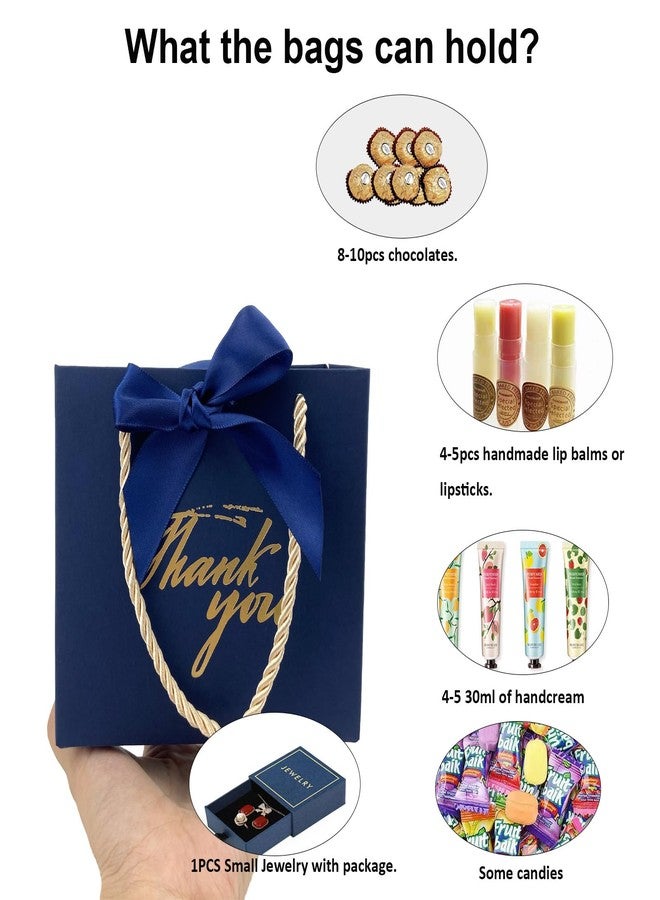 TKSBAG 50 Pack Small Thank You Gift Bags with Handles, 5.5''x 2.5''x4.7'' Mini Navy Blue Gift Bags Bulk for Baby Shower, Birthday, Wedding, Party Favors, Back to School, Summer Party - Image 4