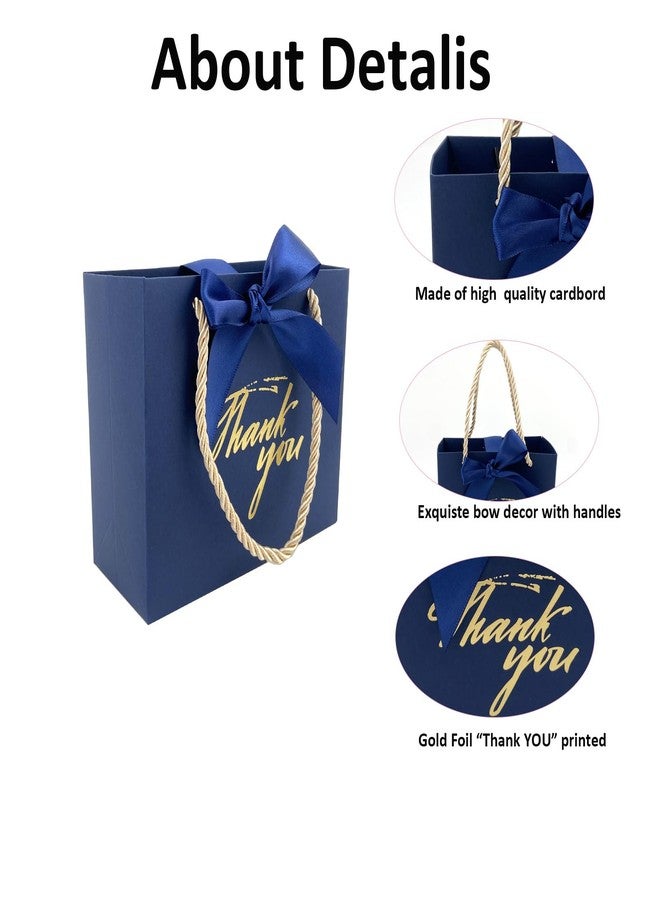 TKSBAG 50 Pack Small Thank You Gift Bags with Handles, 5.5''x 2.5''x4.7'' Mini Navy Blue Gift Bags Bulk for Baby Shower, Birthday, Wedding, Party Favors, Back to School, Summer Party - Image 3
