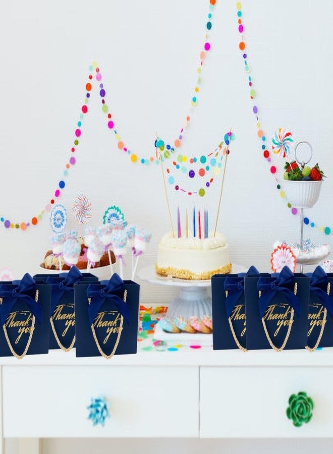 TKSBAG 50 Pack Small Thank You Gift Bags with Handles, 5.5''x 2.5''x4.7'' Mini Navy Blue Gift Bags Bulk for Baby Shower, Birthday, Wedding, Party Favors, Back to School, Summer Party - Image 5