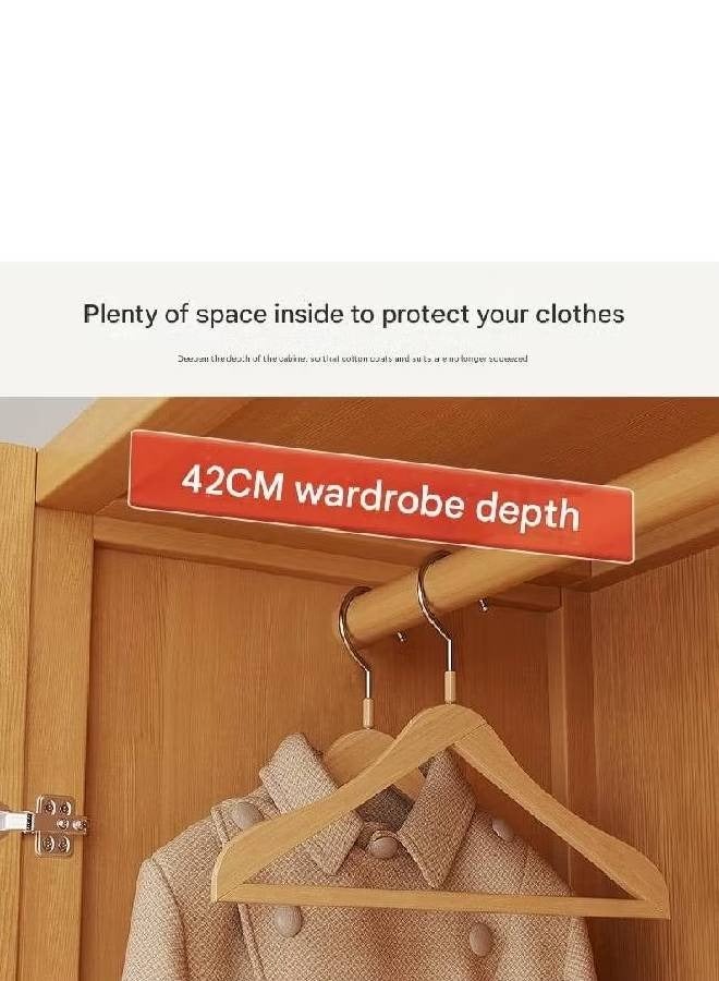 KLNAMAEAAN Natural Rattan 4 Door Wooden Wardrobe Freestanding Storage Cabinet with Shelves & Hanging Space Size 160cm 120cm 42cm  - Image 3