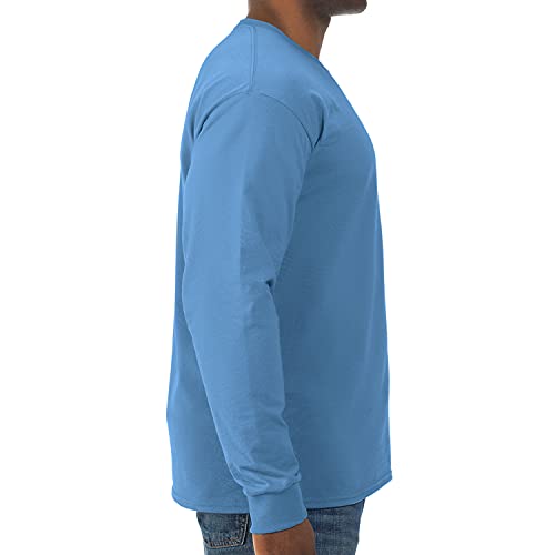 Jerzees Men's Dri-Power Cotton Blend Long Sleeve Tees, Moisture Wicking, Odor Protection, UPF 30+, Sizes S-3X, Columbia Blue, Medium - Image 2