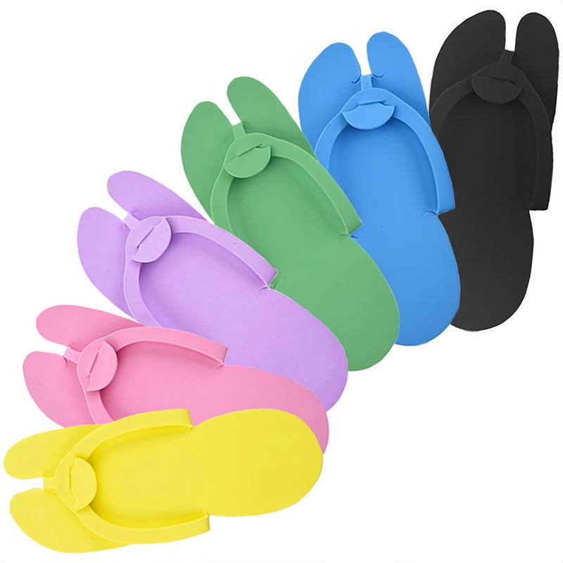 LYARCHTE 6 Pairs Disposable Foam Pedicure Slippers, Multi Color Bulk Pack for Nail Salons Guests and Spas - Image 1