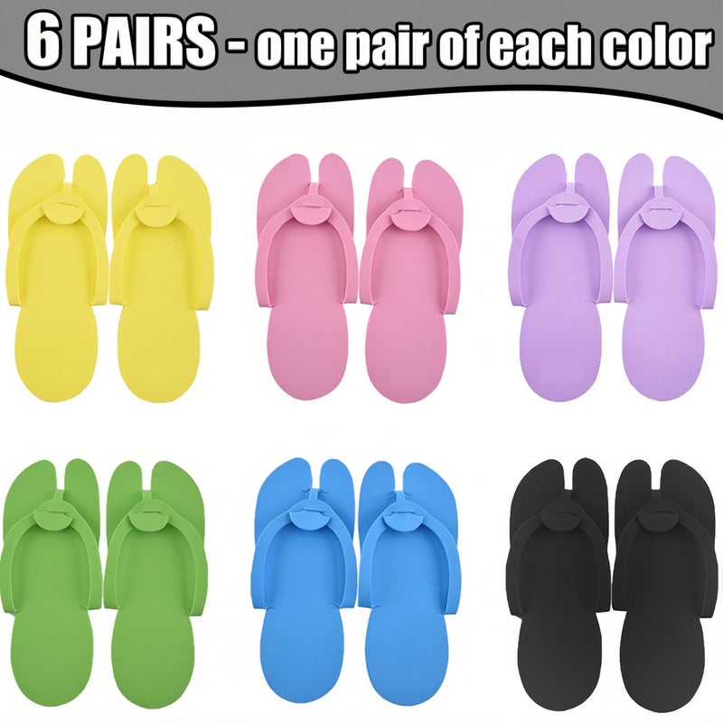 LYARCHTE 6 Pairs Disposable Foam Pedicure Slippers, Multi Color Bulk Pack for Nail Salons Guests and Spas - Image 3