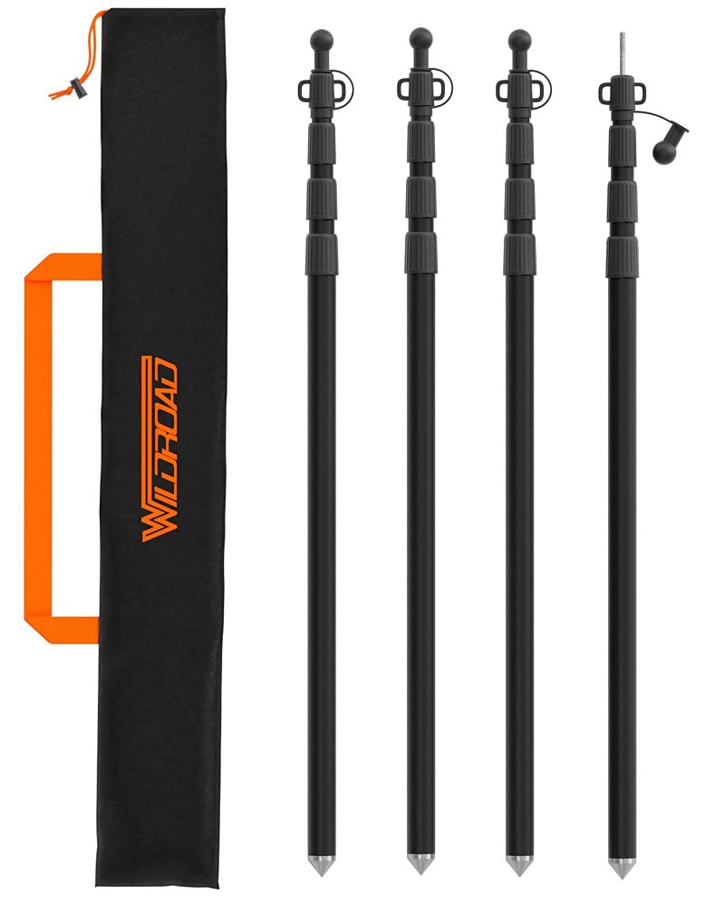 WILDROAD Tarp Poles Tent Poles Canopy Poles 837 ft Telescoping Aluminum Poles with NonSlip Aluminum Cone Bottom Portable and Lightweight Camping Gear for Camping and Awnings Set of 4