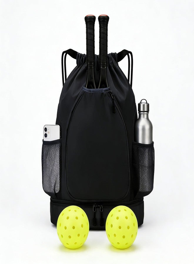 FAMJOALE Pickleball Bag with Shoe Compartment & Water Bottle Pocket, Adjustable Pickleball Equipment Backpack for 2 Paddles, Large Capacity Pickle Ball Paddle Bag for Women & Man, Black - Image 1
