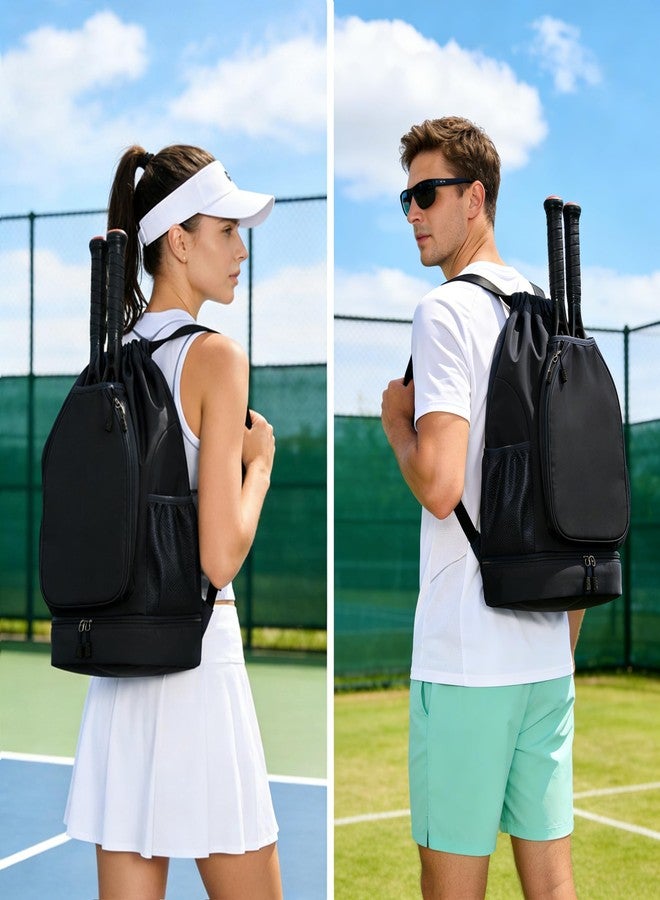 FAMJOALE Pickleball Bag with Shoe Compartment & Water Bottle Pocket, Adjustable Pickleball Equipment Backpack for 2 Paddles, Large Capacity Pickle Ball Paddle Bag for Women & Man, Black - Image 5
