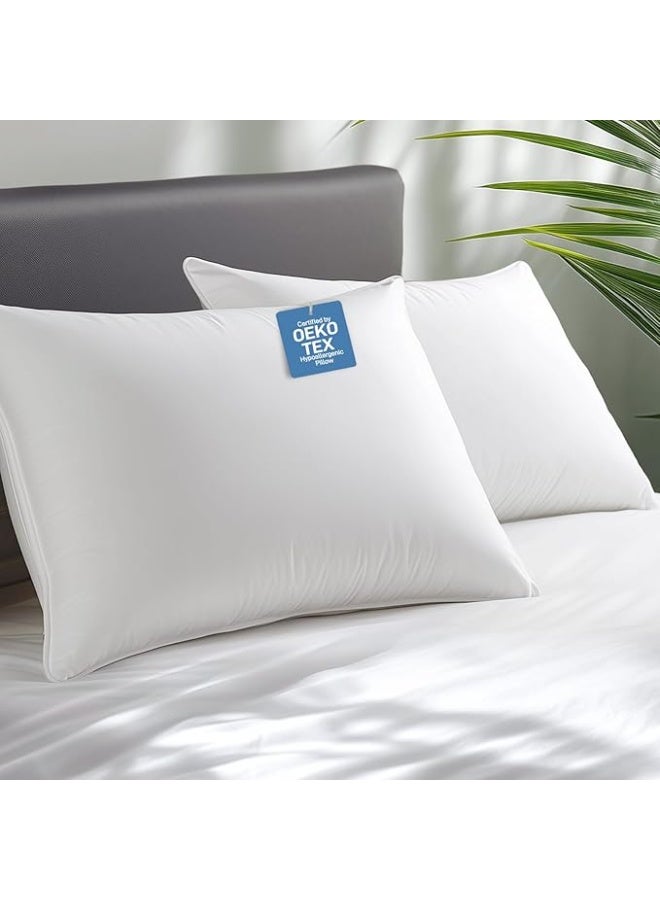 Standard Size Bed Pillows Set of 2, Down Alternative Filling, Oeko-Tex Certified, Luxury Hotel Quality - Image 1