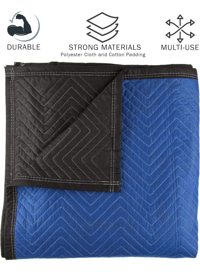 Stalwart Stalwart 75-MOV1001 Blanket-80x73.5in Heavy-Duty Reusable Quilted Furniture Pad or Drop Cloth with Recycled Cotton Filling-Moving Supplies, 1-Pack, Black/Blue  - Image 3