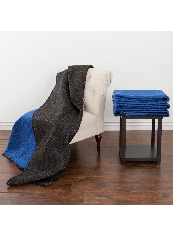Stalwart Stalwart 75-MOV1001 Blanket-80x73.5in Heavy-Duty Reusable Quilted Furniture Pad or Drop Cloth with Recycled Cotton Filling-Moving Supplies, 1-Pack, Black/Blue  - Image 5