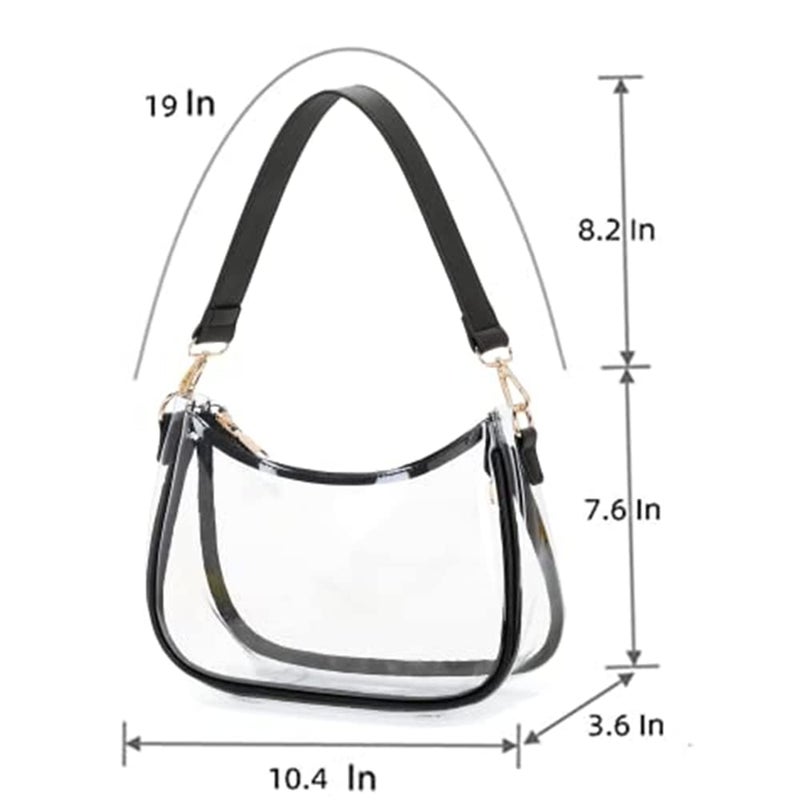 CYHTWSDJ Shoulder Bags for Women, Cute Hobo Tote Handbag Mini Clutch Purse with Zipper Closure (Clear Black) - Image 4
