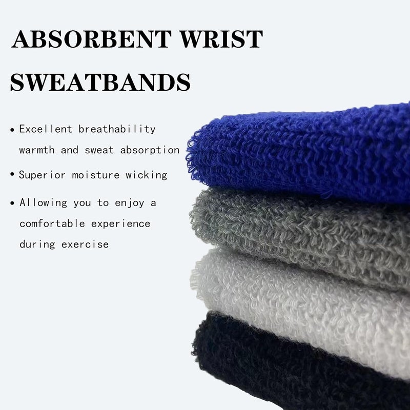 IMAGERIO 8 Pack Wrist Sweatbands Tennis Wrist Bands Absorbent Sweat Band for Men and Women, Breathable Cotton Sweatbands for Working Out, Football, Basketball, Running Athletic Sports - Image 5