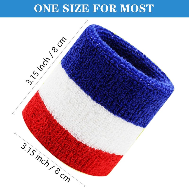 IMAGERIO 8 Pack Wrist Sweatbands Tennis Wrist Bands Absorbent Sweat Band for Men and Women, Breathable Cotton Sweatbands for Working Out, Football, Basketball, Running Athletic Sports - Image 2