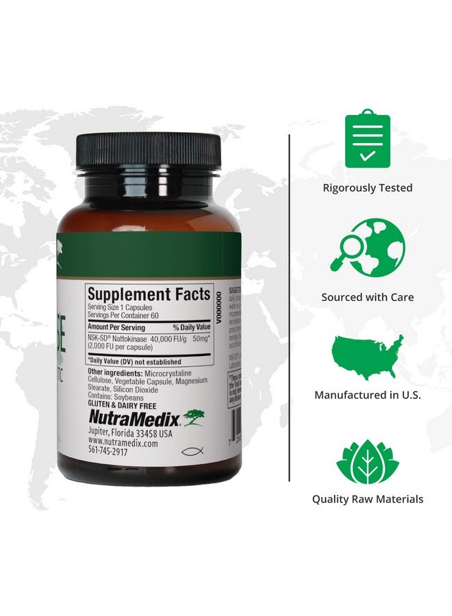 NutraMedix Nattokinase Supplement - Nattokinase 2000 FU per Serving - Formulated for to Support Heart Health and Healthy Circulation - Gluten + Dairy-Free (60 Capsules) - Image 2