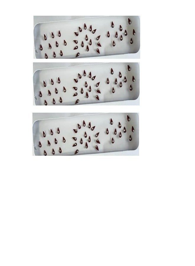 Ublic Store Drop Maroon Bindi with Stone - Plain Sticker Forehead Bindiya - Traditional Velvet Bindi With Skin Friendly Glue - Tikli Tikka Kumkum for Women and Girls - Pack of 3 Size 3
