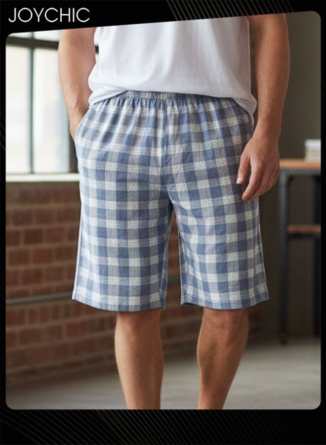 Joychic سروال بيجاما رجالي صيفي بنمط ياباني مزخرف من القطن الخالص، ماص للرطوبة، فضفاض، مزدوج الطبقة، بنطلون منزلي - Image 1