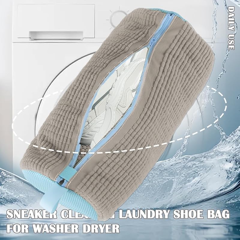 Glivary Shoe washing machine bag, Laundry shoe pouch for washer and dryer, Reusable and Durable Zipper Plush Washing Machine Bag for Sneakers, Delicates and Toys(Laundry Bag) (grey, pack of1) - Image 3