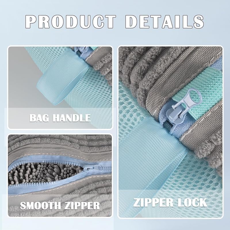 Glivary Shoe washing machine bag, Laundry shoe pouch for washer and dryer, Reusable and Durable Zipper Plush Washing Machine Bag for Sneakers, Delicates and Toys(Laundry Bag) (grey, pack of1) - Image 2