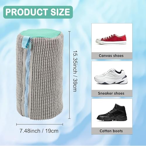 Glivary Shoe washing machine bag, Laundry shoe pouch for washer and dryer, Reusable and Durable Zipper Plush Washing Machine Bag for Sneakers, Delicates and Toys(Laundry Bag) (grey, pack of1) - Image 5
