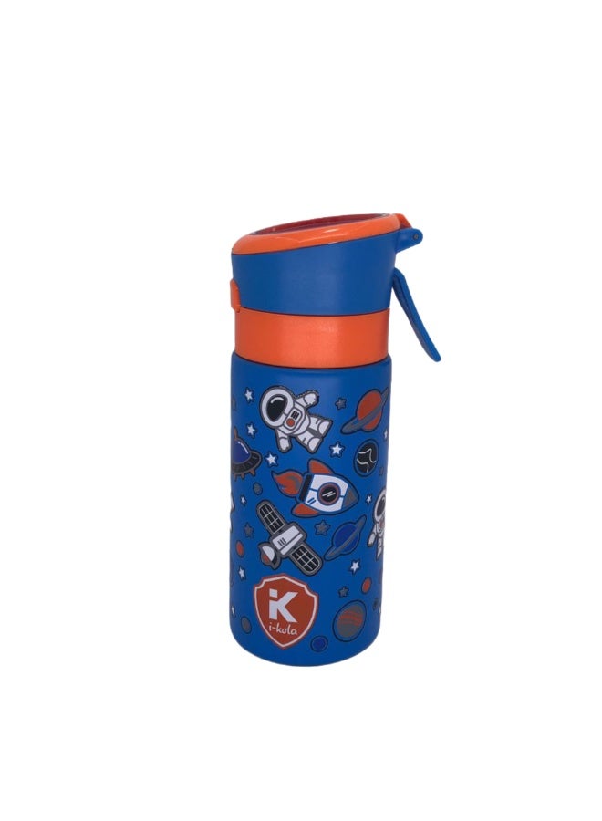 i-kola SPACE ORANGE 320 ML Kids Water Bottle for School | BPA-Free Stainless Steel Water Bottle for Boys & Girls | Leakproof, Unbreakable, Easy to Drink, Quick Open Lock (TS-9218 AS 1) - Image 2