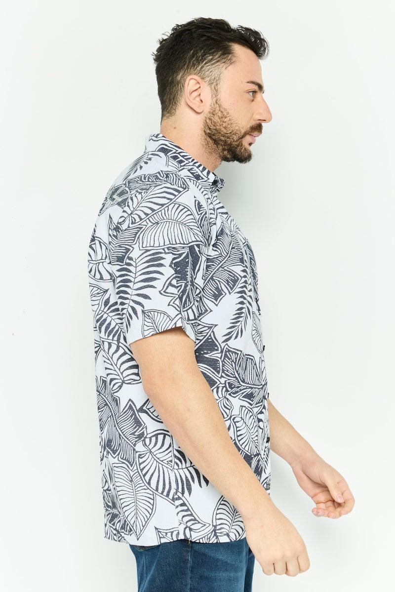 QUIKSILVER Men Comfort Fit Short Sleeve Allover Print Casual Shirts , White - Image 2