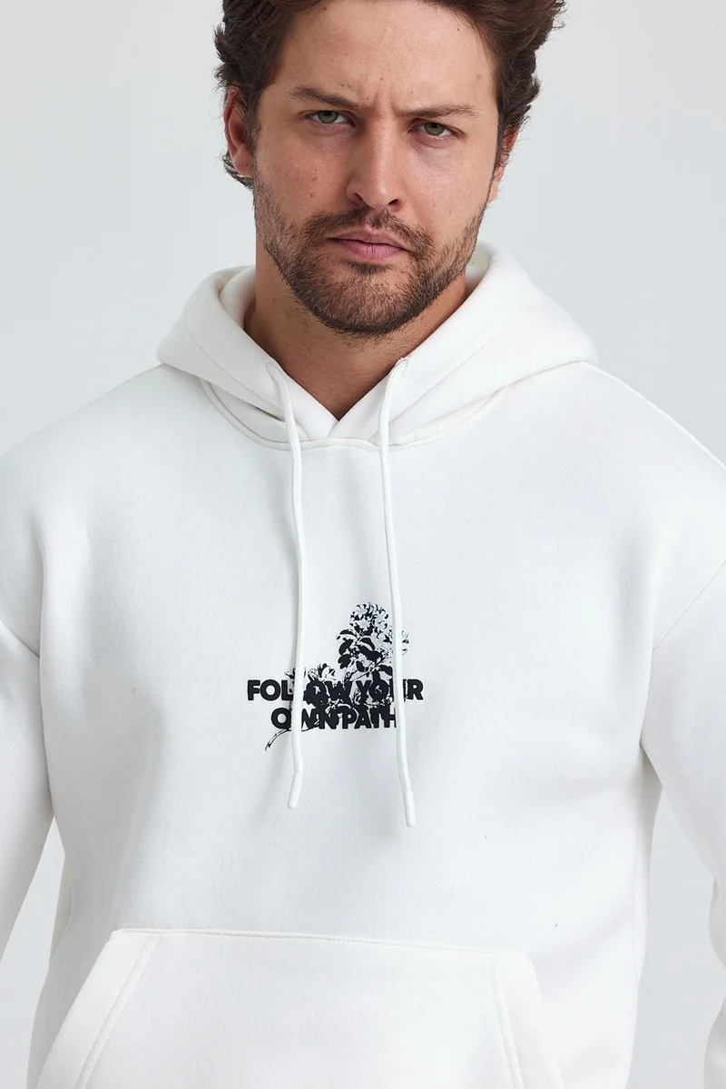 كوول تارز Cool Style Men's Front and Back Printed Regular Hooded 3 Thread Raised Sweatshirt