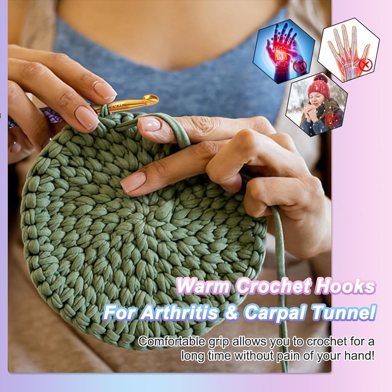 Coopay Large Crochet Hooks 10mm 9mm 8mm 7mm 65mm Crochet Hook Set for Crocheting Mermaid Crochet Needles for Arthritic Warm Crochet Hooks for Chunky Yarn Pretty Knitting  Crochet Supplies - Image 3