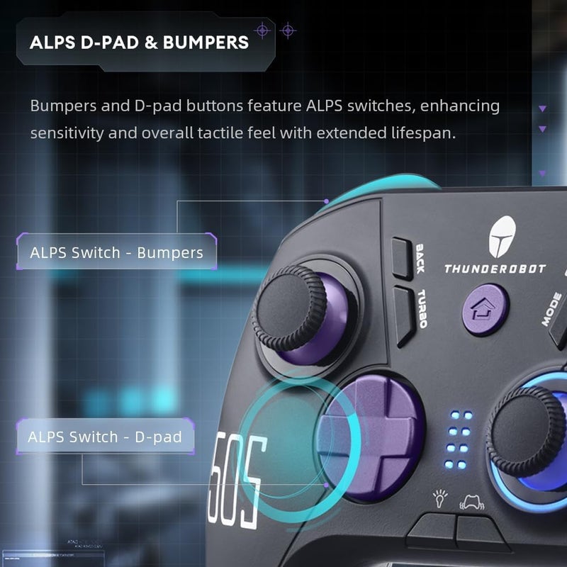 ThundeRobot G50S 1000HZ Wireless PC Controller for Windows PC,Switch,IOS&Android,PC Game Controller with Hall Effect Joysticks&Triggers/Gyroscope,6 Programmable Buttons - Image 3