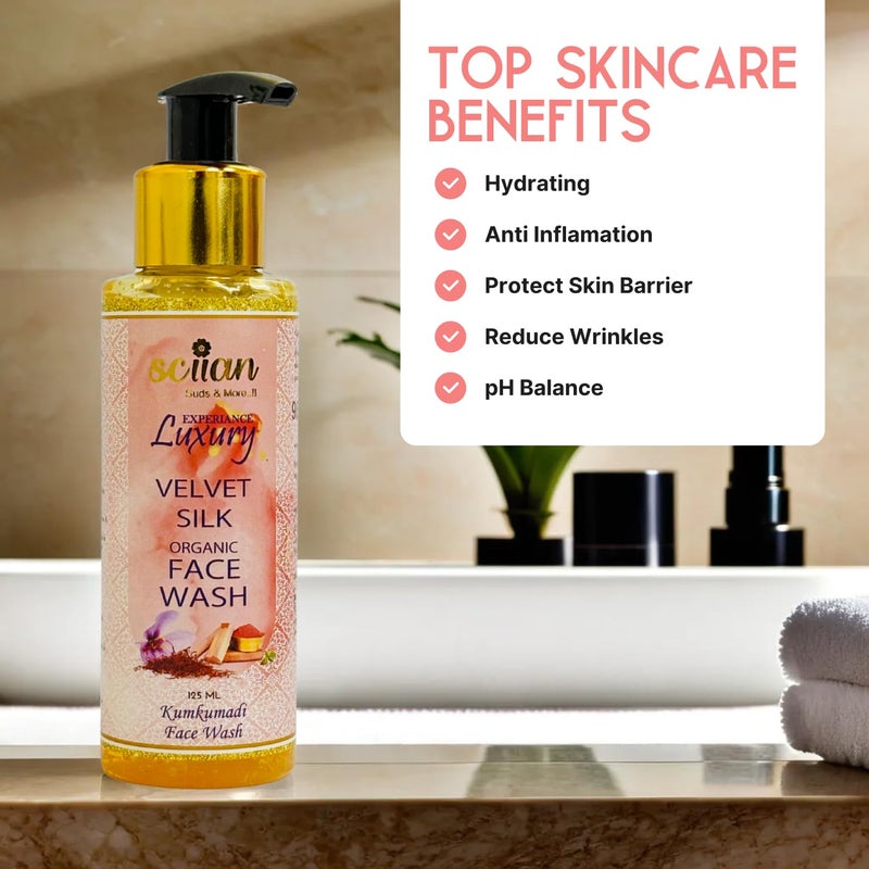 SCIIAN Kumkumadi Face Wash | Deep Cleansing, Instant Glow, Moisturizing | Paraben Free | Gentle cleanser for sensitive, dry & oily skin | Skin Brightening & Refreshing Face Wash for women & men125 ML - Image 5