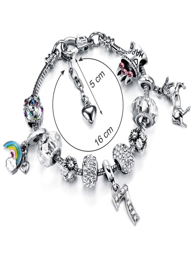 Zhanmai Birthday Gift for Women Unicorn Charm Bracelet with Card Box 1st 2nd 3rd 4th 5th 6th 7th 8th 9th 10th 11th 12th 13th 14th 15th 16th 17th 18th 19th 20th 21st 30th 40th 50th 60th 70th 80th(7th) - Image 2