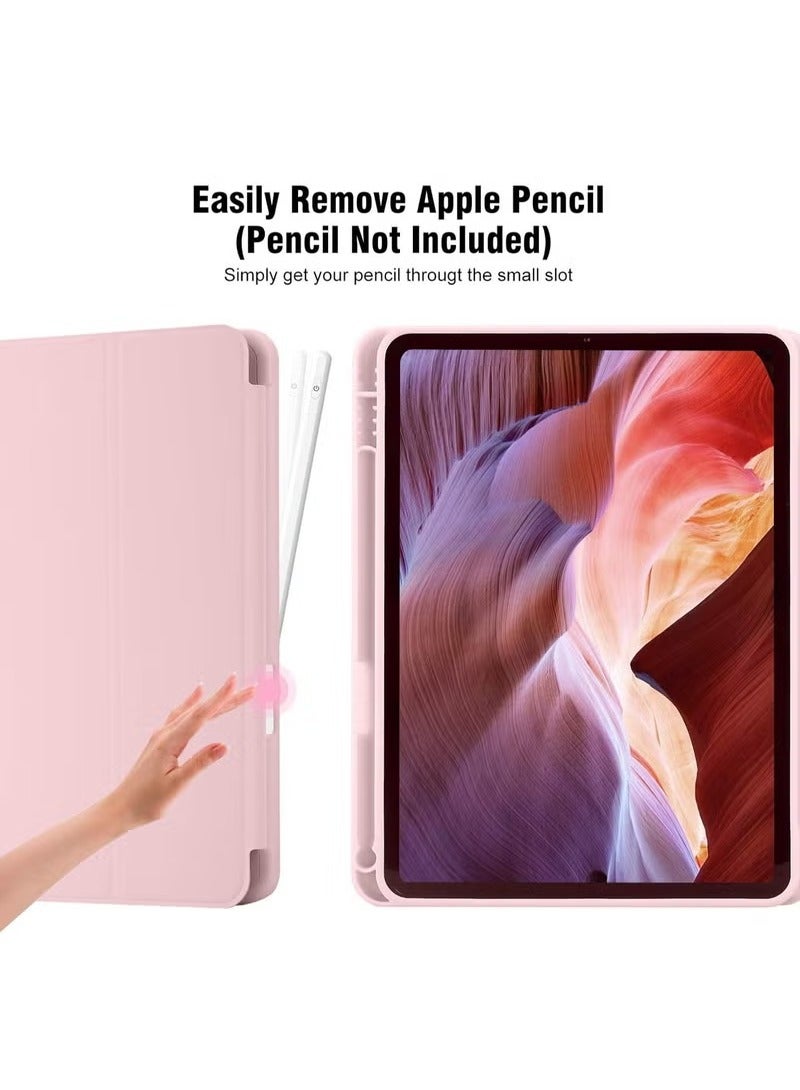 Raxoom iPad 10th Generation Case 2022 with Pencil Holder - Soft TPU Back Protective Smart Trifold Stand Cover for iPad 10.9 Inch (10th Gen), Auto Wake/Sleep - Pink - Image 2