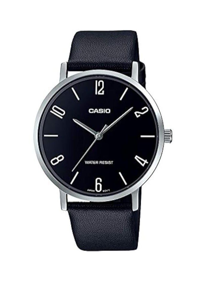 كاسيو ساعة كاسيو للرجال - MTP-VT01L-1B2UDF مينا سوداء، سوار أسود - Image 1