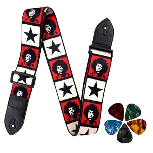 IMAGINEA Guitar Strap Belt with PU Leather Ends | Modern & Comfortable Design Adjustable Guitar Strap (Bob-Marley) - Image 1