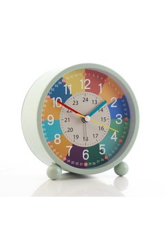Rechargeable Early Education Childrens Metal Small Alarm Clock Girls Boys Desktop Wake-up Clock Special Learning Clock for Students 4.5inch green [early education color block partition] battery model