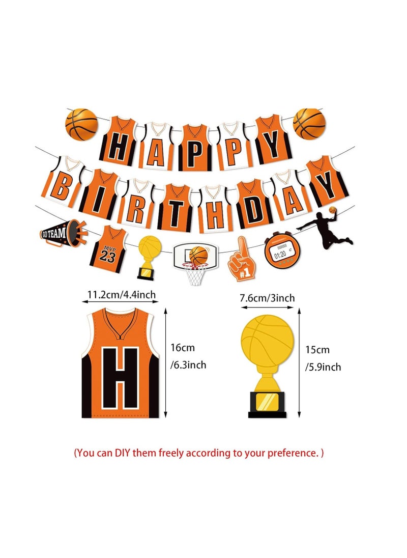 SYOSI - Basketball Happy Birthday Banners, Basketball Themed Party Decorations, Basketball Slam Dunk Garland Birthday Party Bunting Sign for Kids Teenagers Boys Men Basketball Sport Themed Decorations - Image 1
