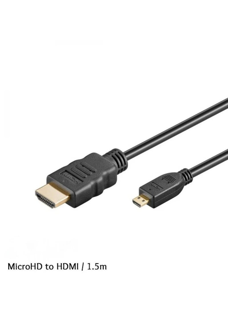 Premium 1.5 Meter Micro HDMI to HDMI High-Speed Cable – Ultra HD 4K Support, Gold-Plated Connectors, Durable Braided Design – Compatible with Cameras, Tablets, Smartphones, and More - Image 1