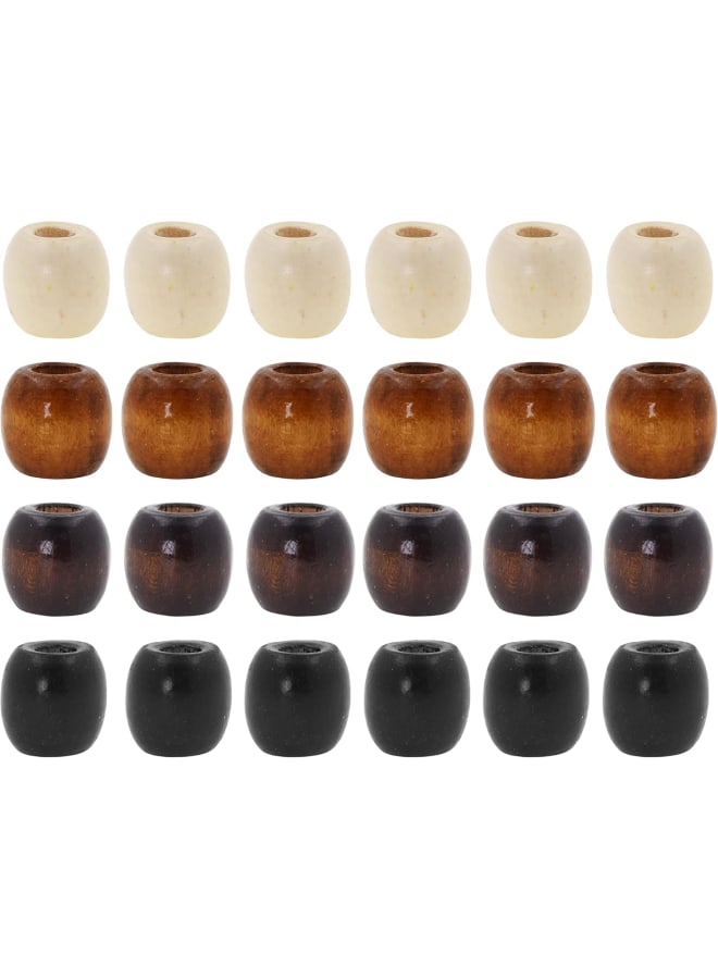 200 Natural Beads Wooden Beads for Crafts, Large Hole Wood Beads for Macrame Beads Jewelry, Barrel Wood Beads for Hair Beads Braid Dreadlock - Image 1