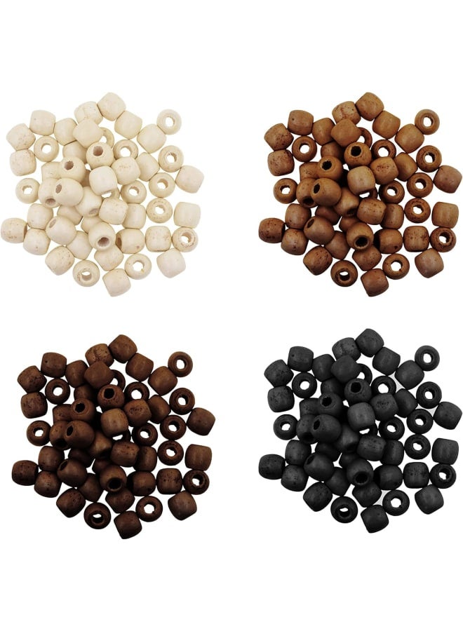 200 Natural Beads Wooden Beads for Crafts, Large Hole Wood Beads for Macrame Beads Jewelry, Barrel Wood Beads for Hair Beads Braid Dreadlock - Image 3