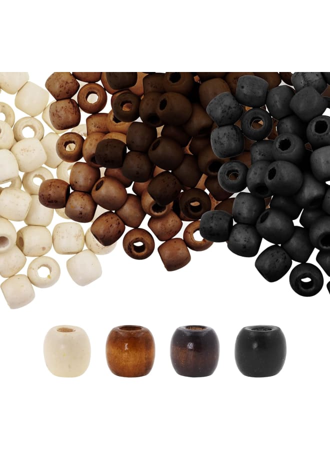 200 Natural Beads Wooden Beads for Crafts, Large Hole Wood Beads for Macrame Beads Jewelry, Barrel Wood Beads for Hair Beads Braid Dreadlock - Image 2