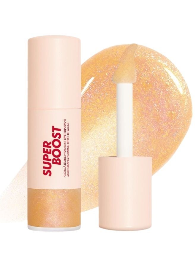 ميك اب فور ايفر ملمع شفاه سوبر بوست المرطب والممتلئ من ميك أب فور إيفر، 9 مل - لون 02 فيري جليمر - ذهبي وردي لامع ثلاثي الأبعاد - Image 1