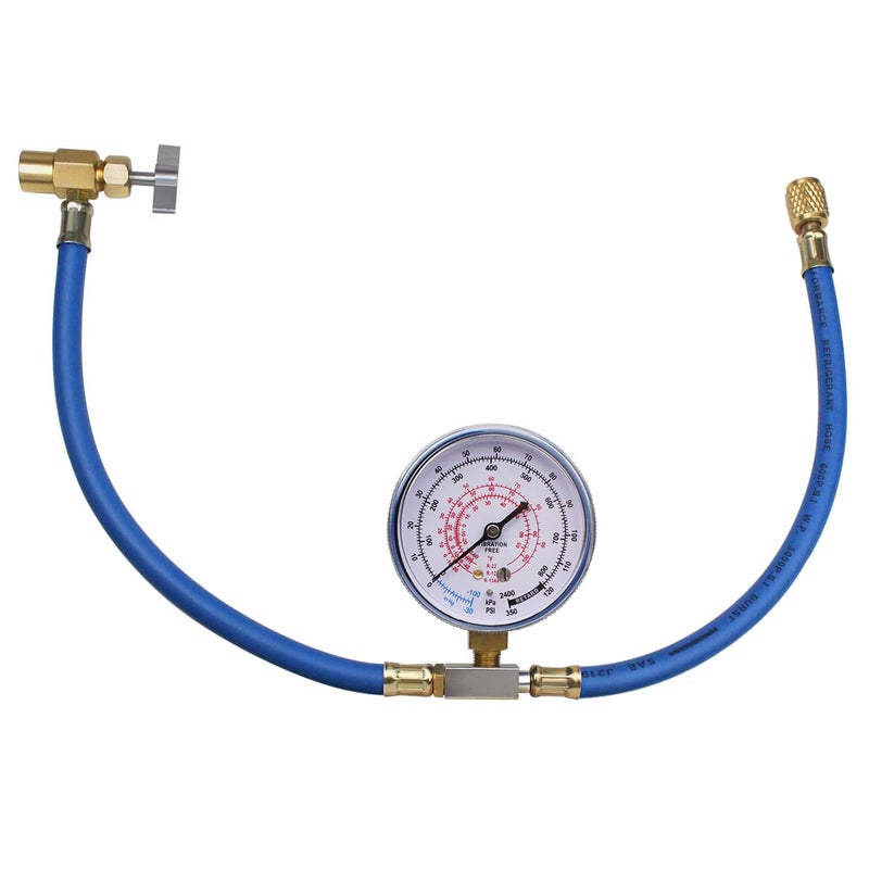 BACOENG AC Freon Refrigerant Recharge Charge Hose Kit, 1/4" Can Tap with Gauge - R134a Can to R-12/R-22 Port, Not Applicable to Automobile - Image 1