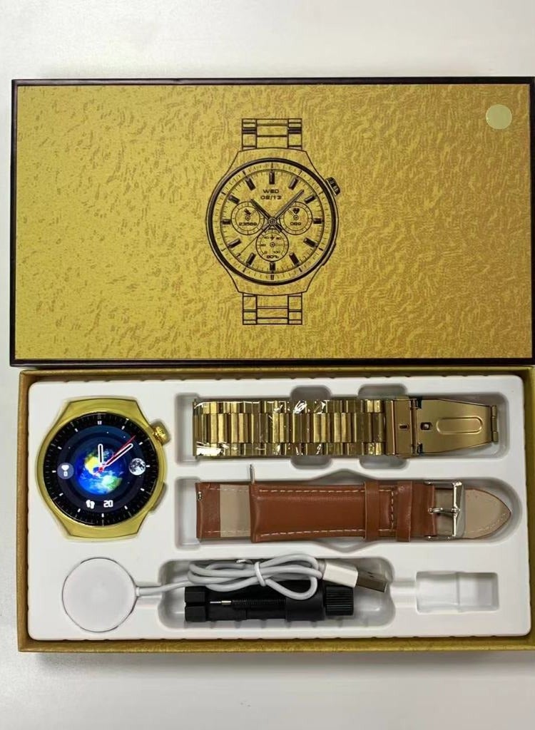 SMARTi Tech & Trove Watch 4 Pro Golden Edition Smartwatch – Advanced Bluetooth Calling, Wireless Charging,HD Round Display, Sports & Fitness Modes, Heart Rate & Sleep Monitor, IP67 Waterproof, Compatible with Android and iOS - Image 2