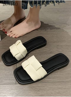 DUNISO Women's Slip On Flat Sandals Square Open Toe Slide Sandals Comfortable Women Slippers Nonslip Backless Beach Slip for Indoor and Outdoor  - Image 4