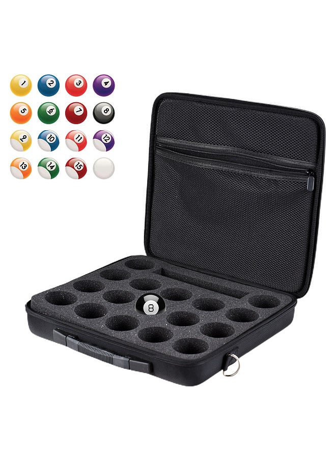 Generic Pool Ball Bag American Black Eight Ball Storage Bag Case Canvas Foam Can Hold 17 American Balls With Plastic Handle and Retractable Strap Billiard Accessories  - Image 1
