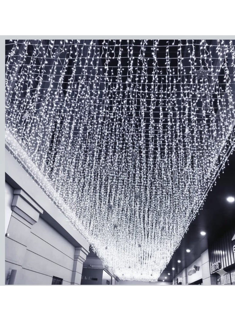 White LED Icicle String Lights, 35Ft 10M 264 LEDs Waterproof Extendable Curtain Icicle Lights Plug in Fairy String Lights for Home and UAE National Day Decoration - Image 1