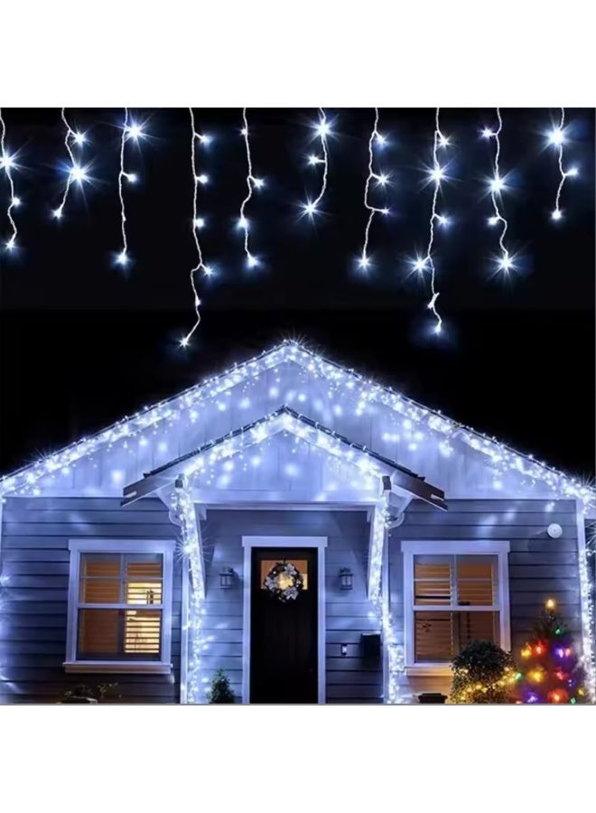 White LED Icicle String Lights, 35Ft 10M 264 LEDs Waterproof Extendable Curtain Icicle Lights Plug in Fairy String Lights for Home and UAE National Day Decoration - Image 2