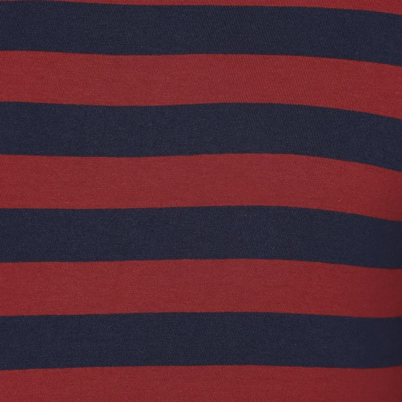 Urbano Fashion  Urbano Plus Men's Red, Navy Blue Striped Regular Fit Full Sleeve Cotton T-Shirt  | Best Price UAE