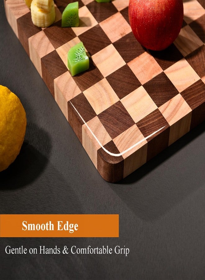 Bokaiya Wood Cutting Board for Kitchen,Dishwasher Safe Checkered Chopping Board with Juice Groove& Handles Thick Wooden Board for Meat Vegetables Fruit Ideal Gift for the Home(15.7"x11"x1") - Image 5