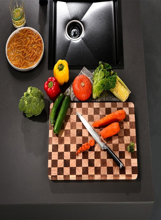 Bokaiya Wood Cutting Board for Kitchen,Dishwasher Safe Checkered Chopping Board with Juice Groove& Handles Thick Wooden Board for Meat Vegetables Fruit Ideal Gift for the Home(15.7"x11"x1") - Image 3